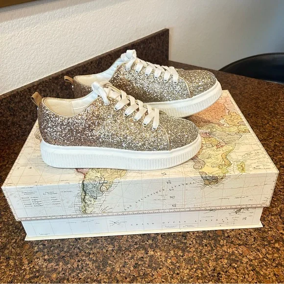 BP NWOB Sonny Glittery Lace-Up Platform Sneakers SZ: 8 M - Picture 7 of 9